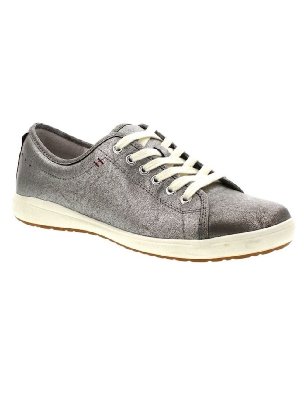 Josef Seibel Caren genuine leather silver pewter comfortable sneaker shoes EU 37